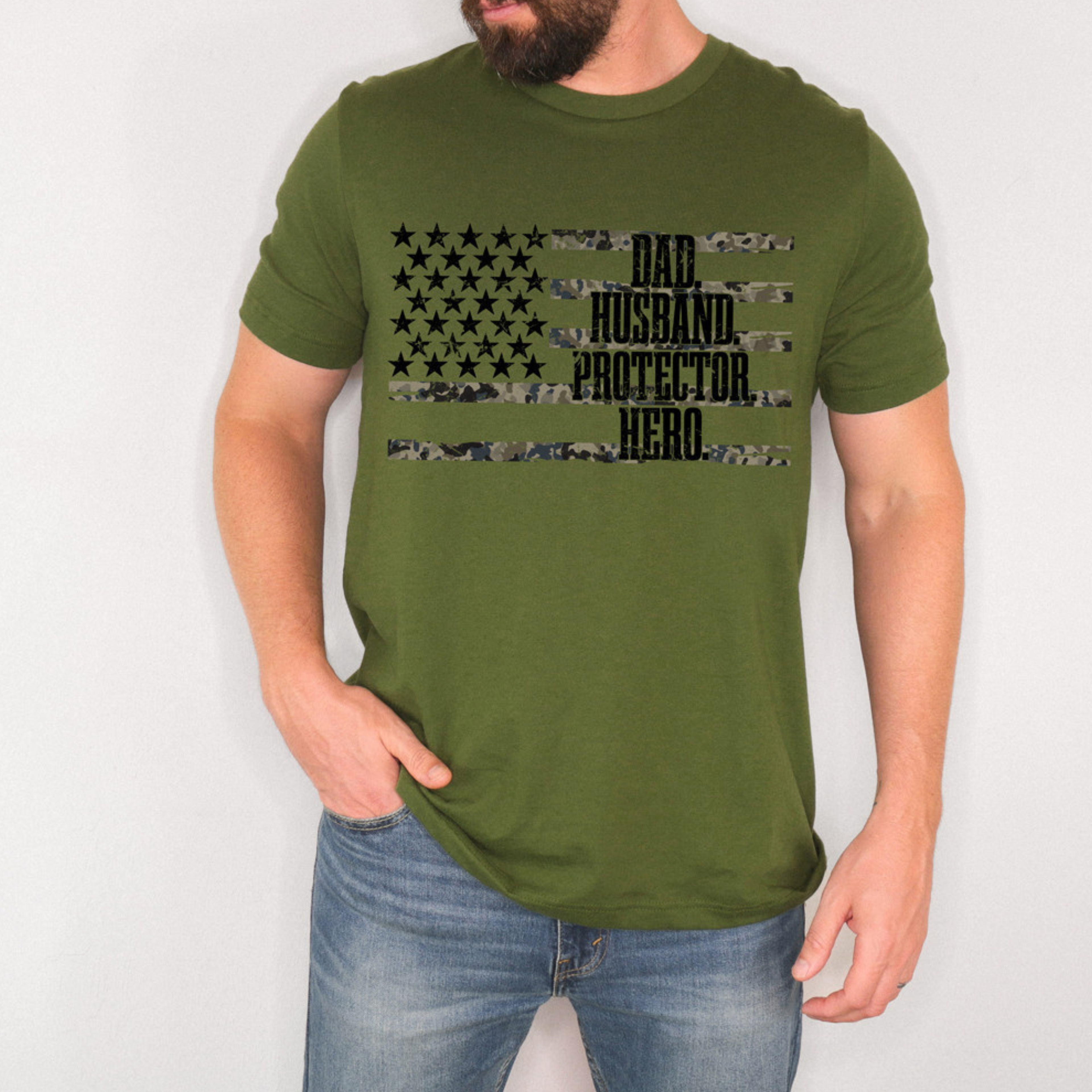 Dad Husband Protector | Olive Graphic Tshirt