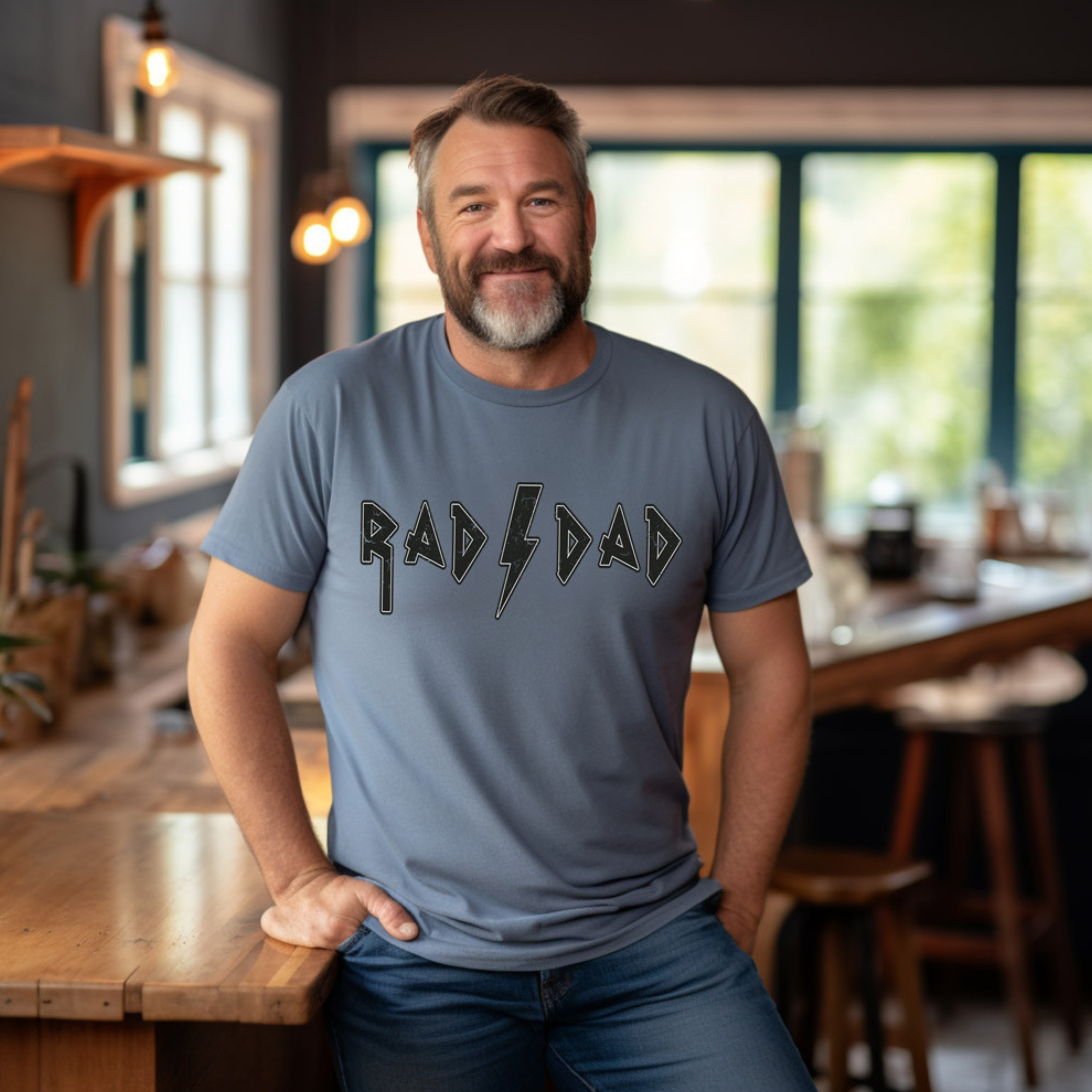 Rad Dad Lightning Bolt | Charcoal Graphic Tshirt