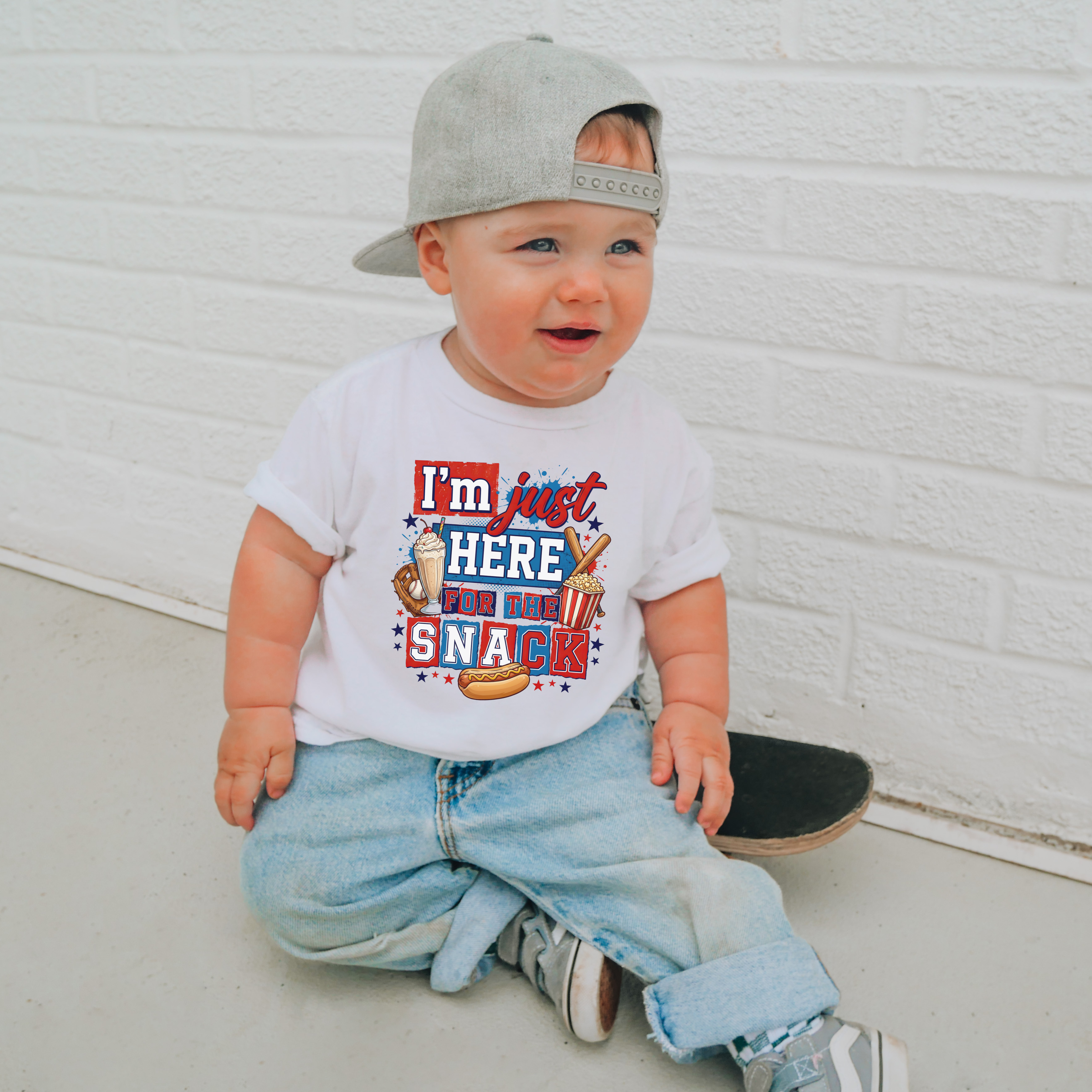 Baseball Just Here For The Snack | Kids Graphic Tshirt