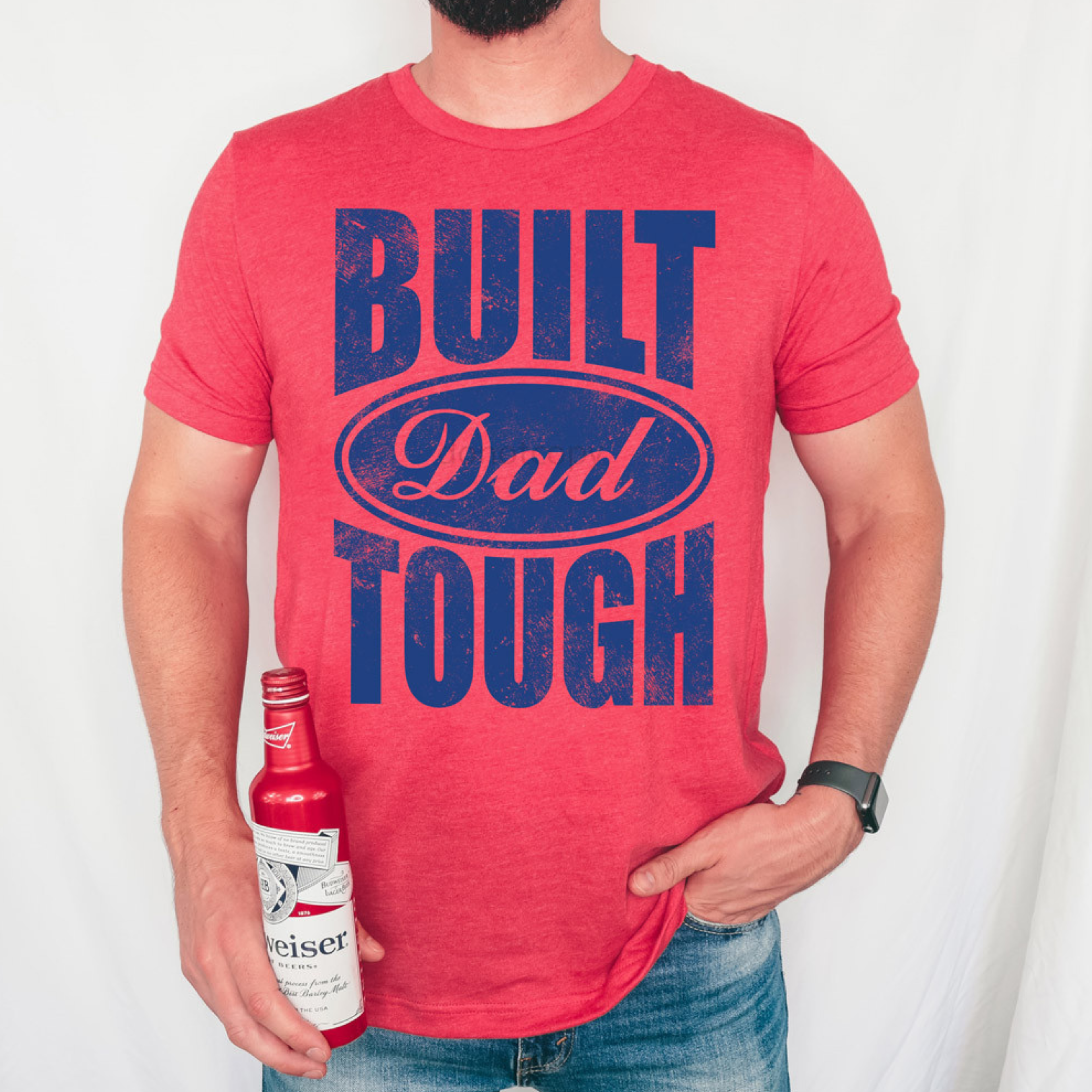 Built Dad Tough | Heather Red Graphic Tshirt