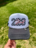Race Life | Adult Custom Foam Black Check Trucker Hat