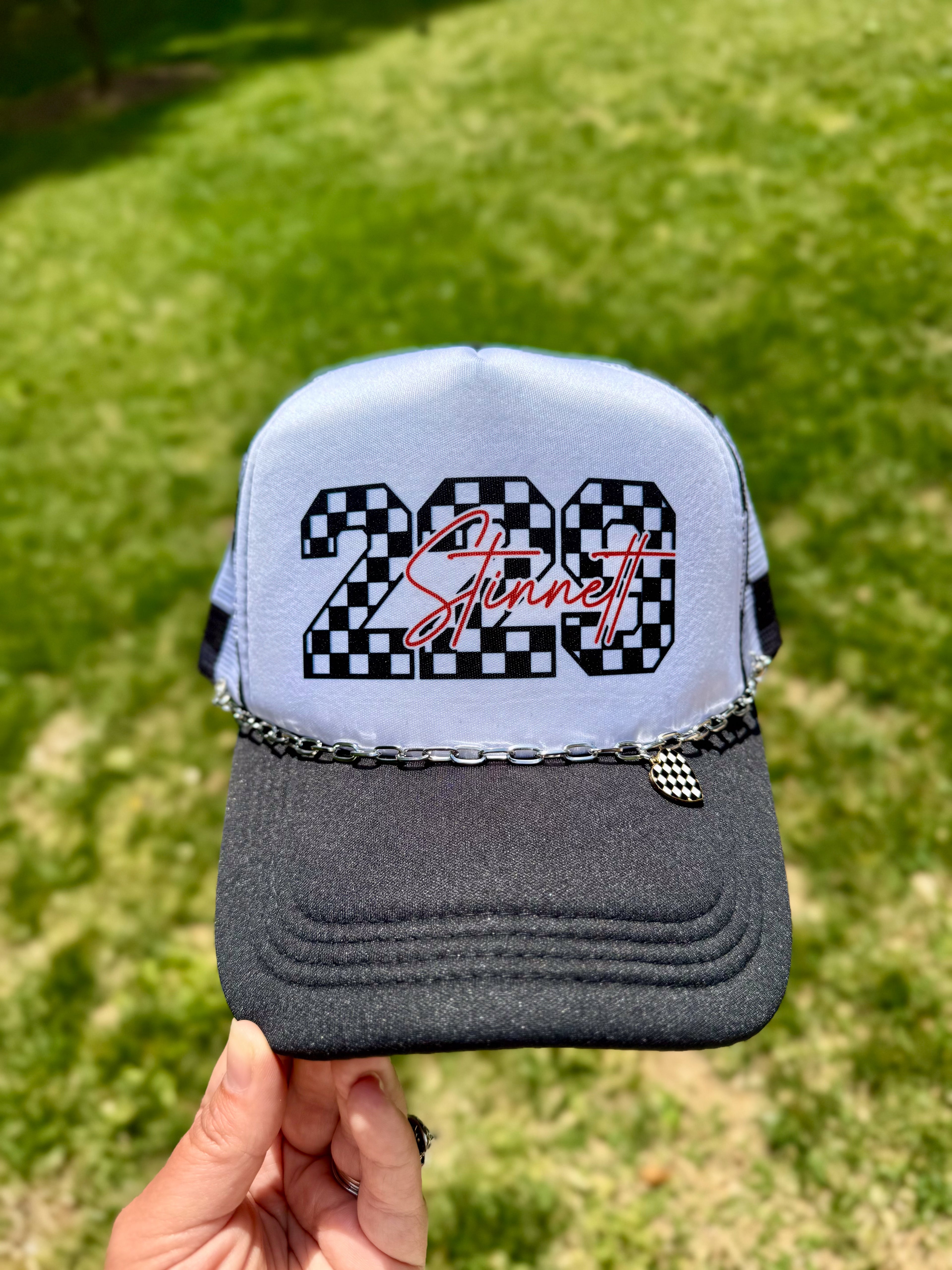 Race Life | Adult Custom Foam Black Check Trucker Hat