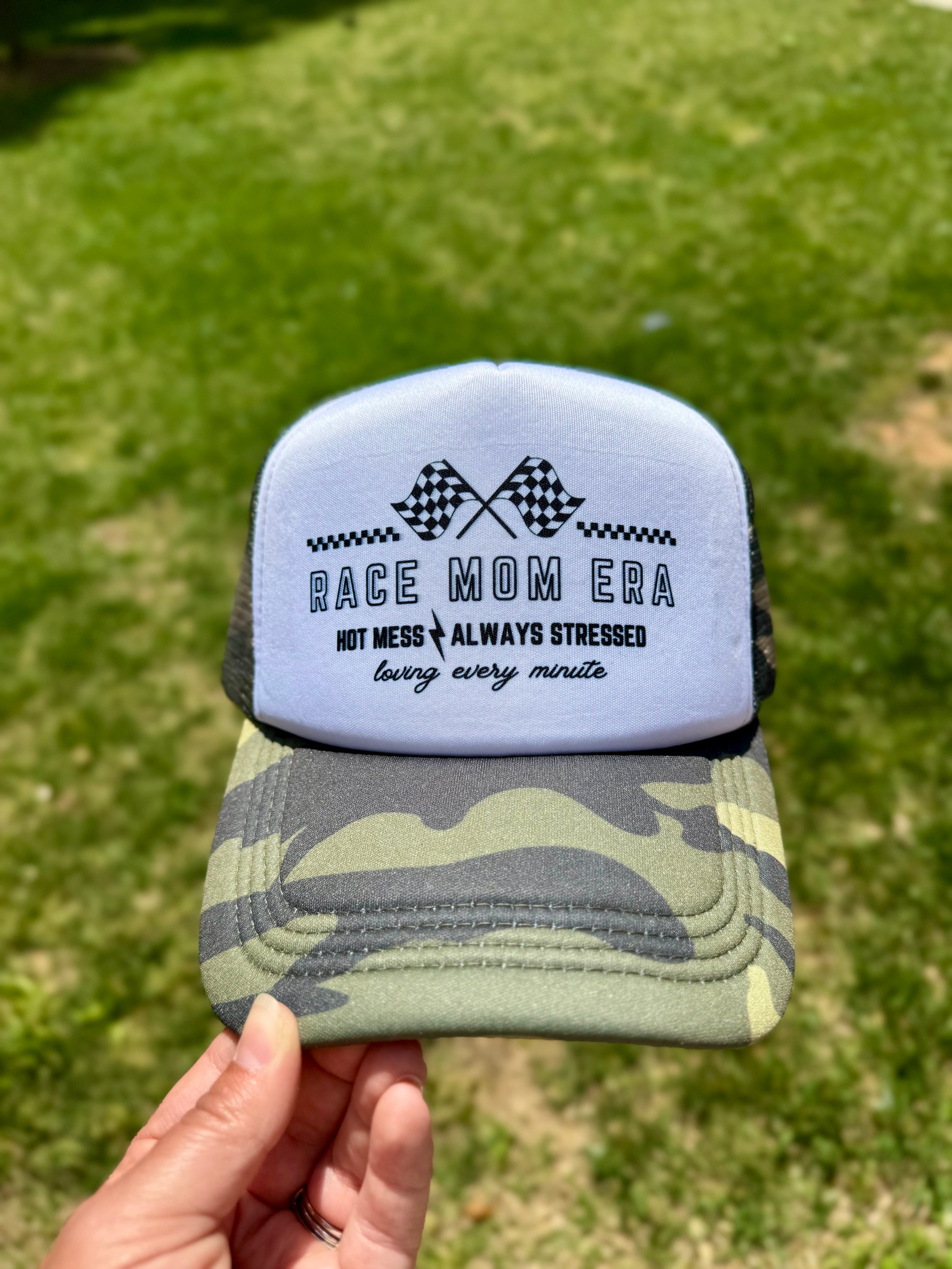 Race Mom Era | Adult Custom Foam Camo Trucker Hat