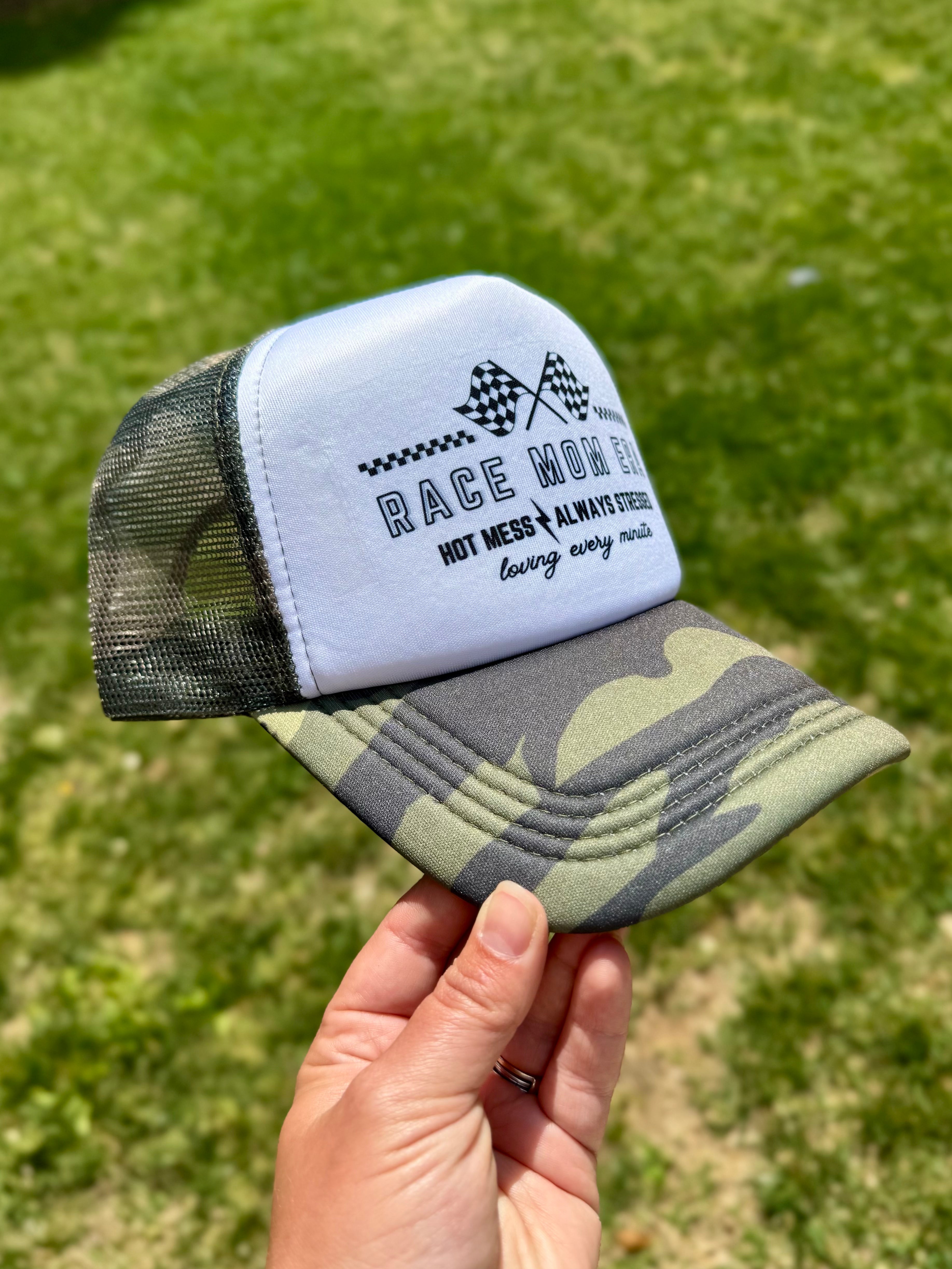 Race Mom Era | Adult Custom Foam Camo Trucker Hat