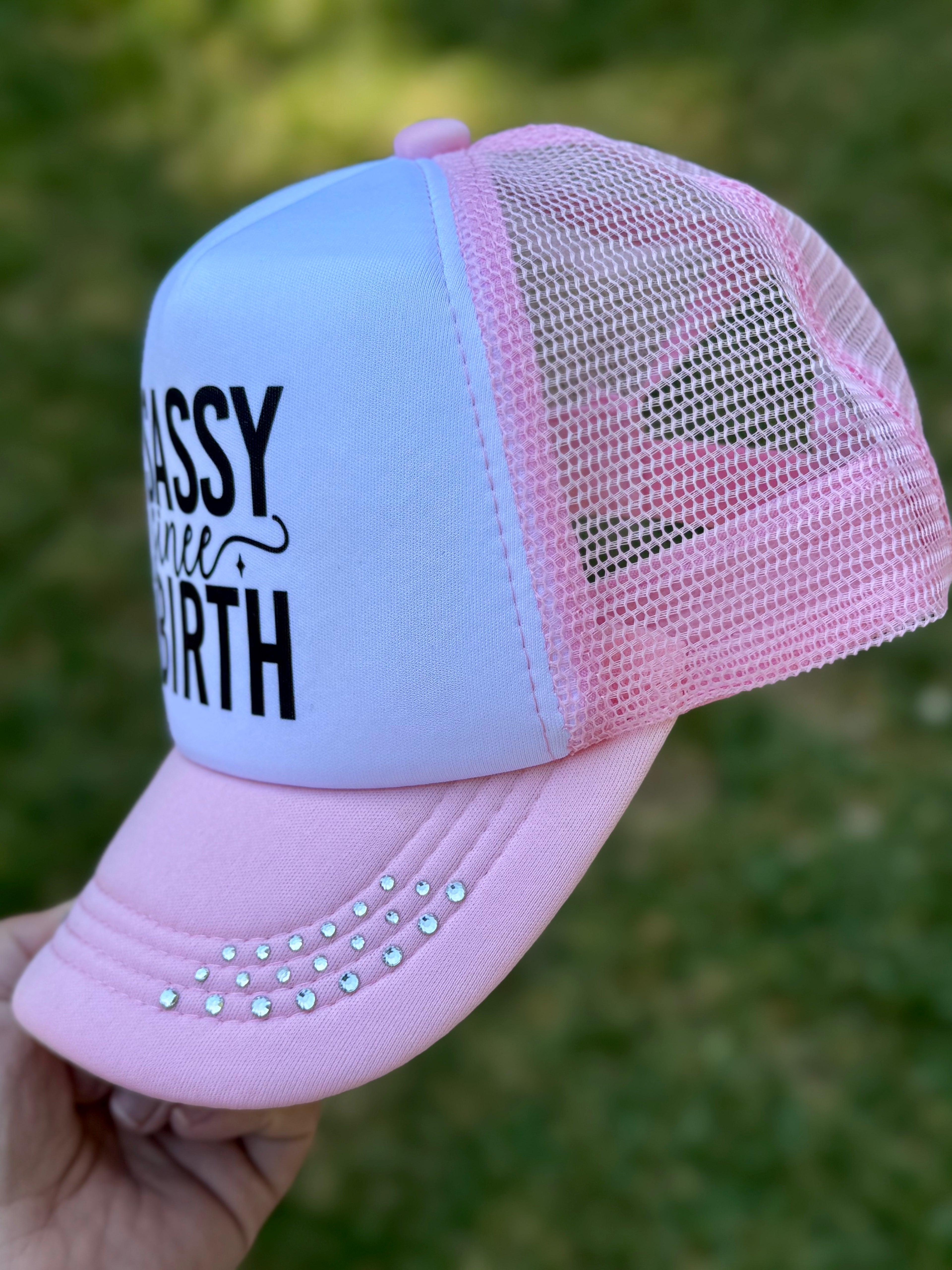 Sassy Since Birth | Youth Custom Foam Light Pink Trucker Hat