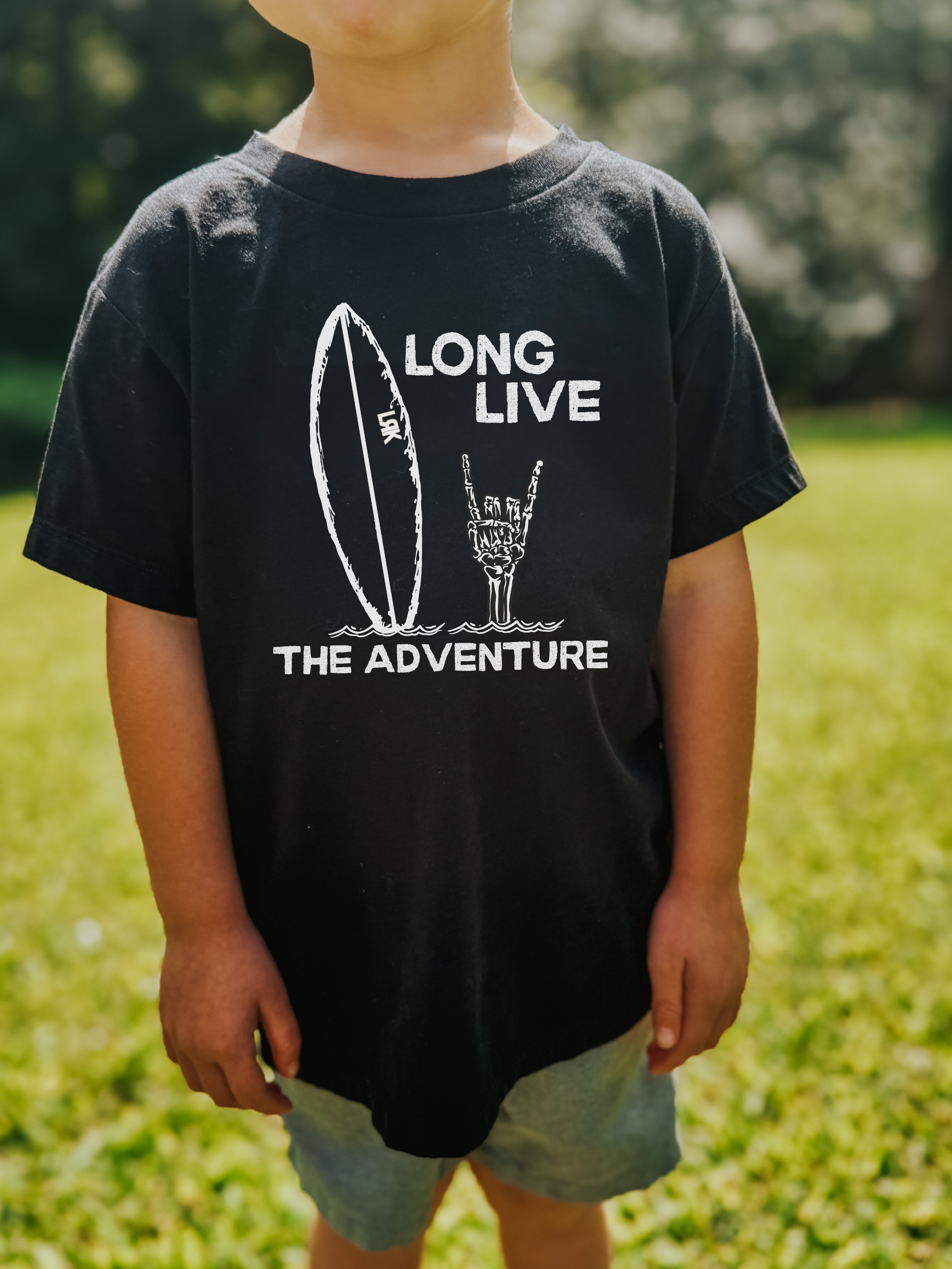 Long Live The Adventure | Kids Black Graphic Tshirt